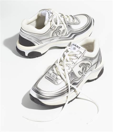 chanel shoes silver|chanel silver sneakers.